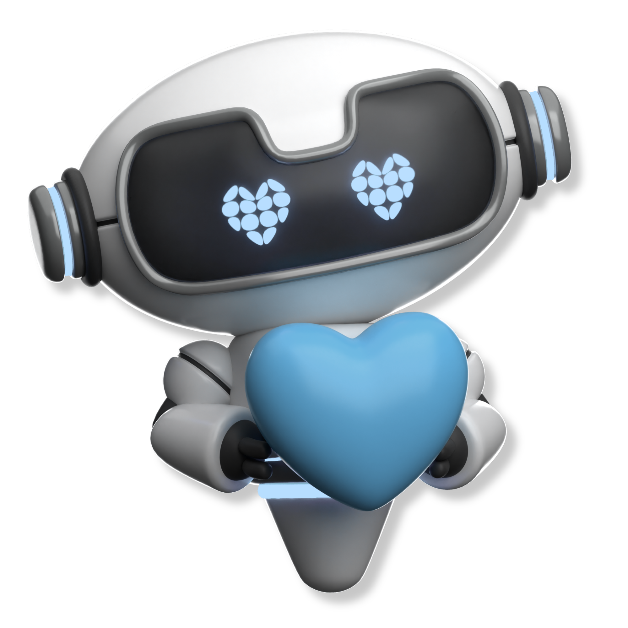 TaxPilot-Roboter mit Herz, Symbol für Vertrauen, Unterstützung und Kundennähe.
